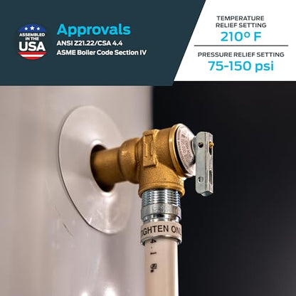 Cash Acme 3/4 Inch FVX-5C Female Inlet Commercial Temperature and Pressure Relief Valve, Brass Plumbing Fitting, 16931-0150 - size: 3/4 in. FVX-5C