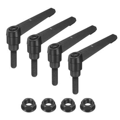 uxcell 4Pcs Adjustable Clamping Lever Handles, M8x25mm Zinc Alloy Male Thread Stud Knobs with Nuts Quick Release Bolt Rotating Screw Handles for Lathes Woodworking, Black - size: M8x25mm
