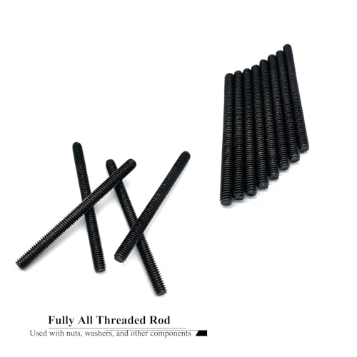 8pcs Black Zinc Fully All Threaded Rod Carbon Steel Long Thread Screw 5/16x4 for Furniture Garden Railing Mounting Assembly Fastening Steel Frame Connection Full Thread Rod for Furniture - size: Black-Zinc 5/16x4 Inch-8P