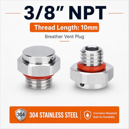 3/8 NPT Stainless Steel Waterproof Breather Valve – Pressure Relief & Ventilation for Hydraulic/Pneumatic Systems, Industrial Enclosures | Dustproof, Rustproof - size: 3/8" NPT Male