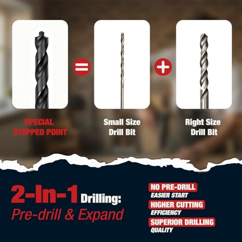 ANGELSWORD 3/16" Drill Bit for Metal Hardened,M35 Cobalt,TiAlN Coat,10pc - size: I. 3/16“-10 pc
