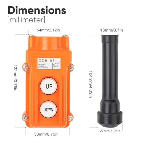 Momentary Up Down Control Crane Hoist Push Button Switch COB-61, 5A 250V AC