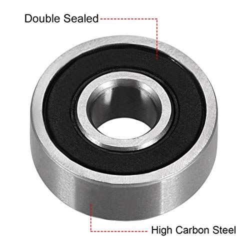 uxcell 606-2RS Deep Groove Ball Bearing Double Sealed 180016 6mm x 17mm x 6mm High Carbon Steel Z1 Bearings Pack of 10 - size: 6mmx17mmx6mm