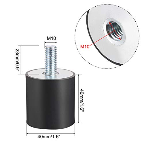 uxcell M10 Male Female Rubber Mounts, Shock Absorber, for Motor Generator Compressor Garage Reverse Osmosis Pump Impact Air Generator Car Bobbins, D40mmxH40mm - size: M10*23 D40*H40