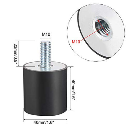 uxcell M10 Male Female Rubber Mounts, Shock Absorber, for Motor Generator Compressor Garage Reverse Osmosis Pump Impact Air Generator Car Bobbins, D40mmxH40mm - size: M10*23 D40*H40