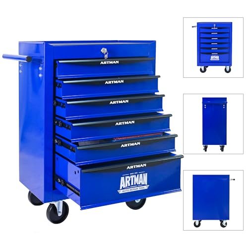 6-Drawer Rolling Tool Chest, Lockable for Garage, Blue - color: Blue, size: 6-Drawers