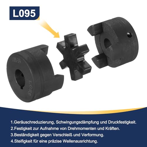 uxcell 3/4" to 5/8" L095 Flexible 3-Piece L-Jaw Coupling Coupler Set & Buna-N NBR Rubber Spider for Log Splitter Hybrid Equipment - size: 3/4 " to 5/8"