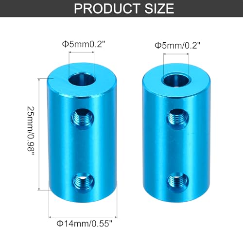 MECCANIXITY Rigid Screw Coupling 5mm to 5mm Shaft Coupler Connector L25mm x D14mm Aluminum Alloy Joint Connector Set for 3D Printers DIY Encoder with 20 Screws, Blue, 5Pack - color: Blue, size: 5mm to 5mm
