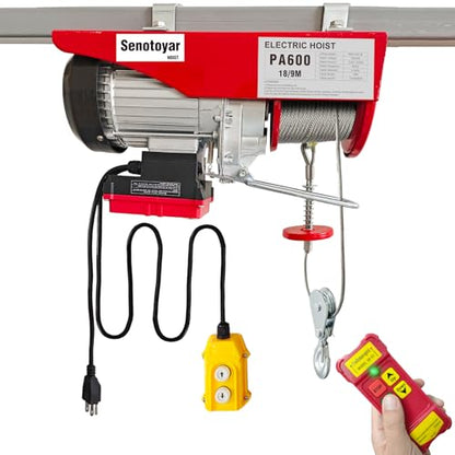 Electric Hoist 2 in 1,1320lbs Electric Hoist Winch with 98ft Wireless Control&Wired Remote Control,110v Electric Hoist 59ft/29.5ft Lifting Height for Garage Warehouse Factory,Single/Double Slings - color: 1320lbs 2 in 1 Electric Hoist
