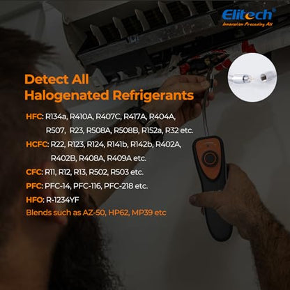 Elitech CLD-100 Refrigerant Leak Detector + DIT-220 Infrared Temperature Gun – Accurately Locate AC/Car Cooling Issues, Non-Contact Digital Infrared Thermometer, Freon Leak Detector