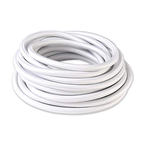 BRIGHTTIA White Color Cloth Covered Electrical Wire - 16Ft Textile Cable for Pendant Light Fixture and Vintage Lamp Revival - DIY Lamp Parts for Unique and Creative Lighting Projects (B009) - color: White