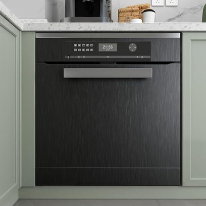 Livelynine 15.8x394 Contact Paper Black Peel and Stick Wallpaper for Kitchen Backsplash Dishwasher Cover Fridge Refrigerator Covers Stainless Steel Vinyl Wrap for Appliances Countertops Heavy Duty - size: 15.8"W x 394"L