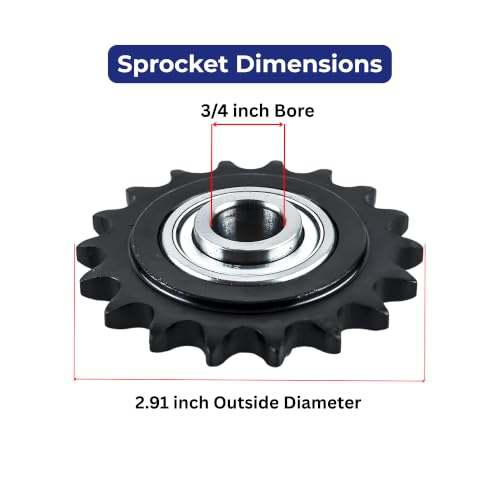Jeremywell #80 Roller Chain Idler Sprocket, 12 Tooth, 3/4" Bore, Hardened Steel