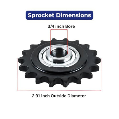 Jeremywell #80 Roller Chain Idler Sprocket, 12 Tooth, 3/4" Bore, Hardened Steel