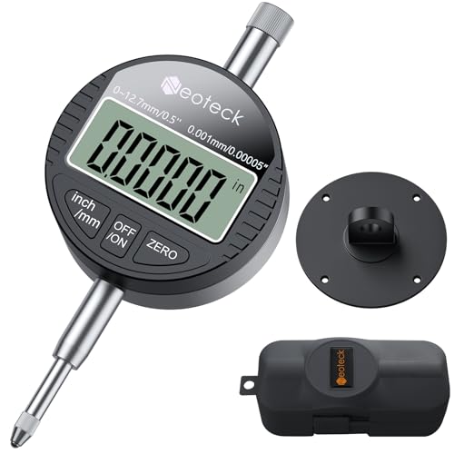 Neoteck 12.7mm/0.5" Digital Dial Indicator with 0.001mm/0.00005" Resolution - color: Black, size: 0-0.5''/0.00005''