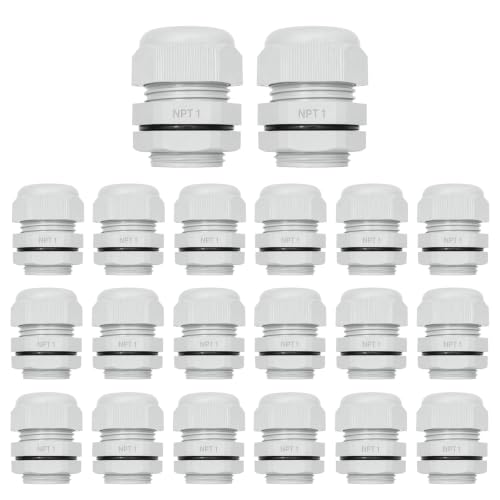 1 in. NPT Cable Glands, IP68, Nylon PA66, Gray, 20 Pack - color: Gray, size: 1"-20pcs