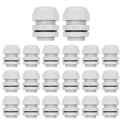 1 in. NPT Cable Glands, IP68, Nylon PA66, Gray, 20 Pack - color: Gray, size: 1"-20pcs