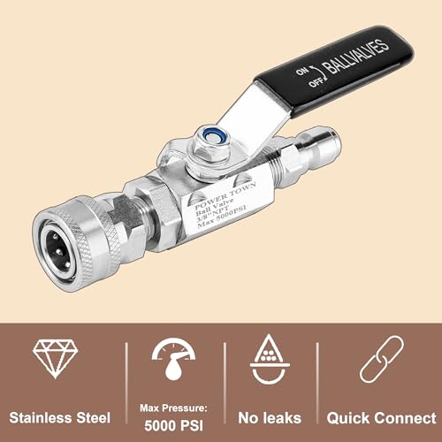 POWER TOWN Ball Valve Pressure Washer, 3/8 Inch Quick Connect 5000 PSI