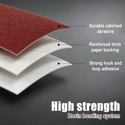 30pcs Sander Replacement Pads, 60/80/120/240 Grit Mixed Sandpaper with Hook & Loop Back 11-Hole Design for Detail Mouse Sanders Compatible with SKIL