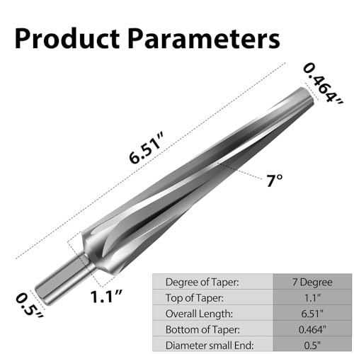 7 Degree Ball Joint Tapered Reamer 6542 Multi-Use Shank Drilling Tools 1-1/2 Per Foot High-Speed Tool Tapered Reamer Tie Rod