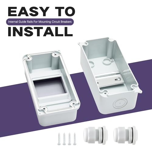 3 Way Distribution Protection Box,ABS/PC Alloy Plastic Transparent Cover Circuit Breaker Box IP66 Waterproof Distribution Box with DIN Rail and Waterproof Connector, WHITE, HT-3WAY - size: HT-3