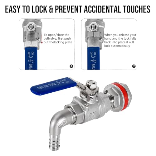 Full Port Ball Valve Kit, Stainless Steel Spigot Weldlss Bulkhead Fitting