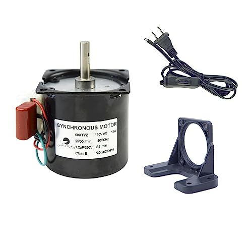 CHANCS 60KTYZ 110V 25-30RPM Metal Geared for Rotisserie Turntable with Gear Reduction Motor Holder Bracket and Power Cord Switch Plug - size: 25/30r/min+ Bracket+Power cable