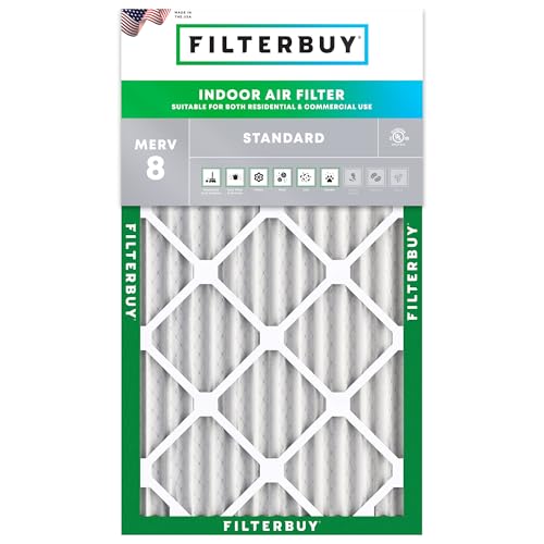 Filterbuy 10x20x2 Air Filter MERV 8 Dust & Allergy Defense (1-Pack) - size: 10x20x2
