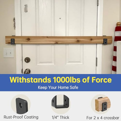 2x4 Door Barricade Brackets (8pcs),1/4" Thickness Heavy-Duty Metal U Bracket for Home, Garage, Gate, Barn, Shed， Black - color: 8 pack-6MM