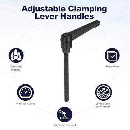 uxcell 4Pcs Adjustable Clamping Lever Handles, M6x70mm Zinc Alloy Male Thread Stud Knobs with Nuts Quick Release Bolt Rotating Screw Handles for Lathes Woodworking, Black - size: M6x70mm