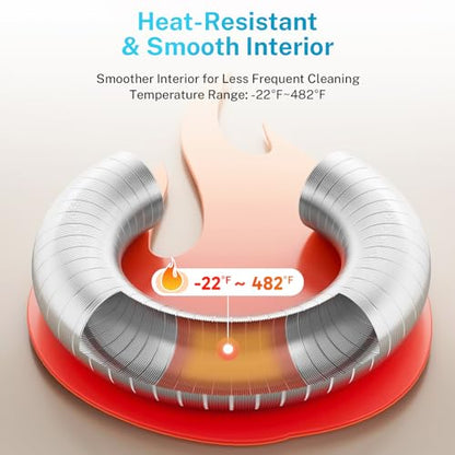 HOOMESUN 4 Inch 8FT Semi Rigid Dryer Duct, Vent Hose for Improved Airflow - size: 4in 8ft