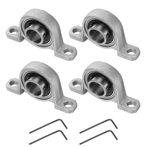 uxcell 4pcs KP004 Pillow Block Bearings 20mm Bore Bearing Units Zinc Alloy Flange Mounted Bearing Housing, P6(ABEC3) - size: KP004