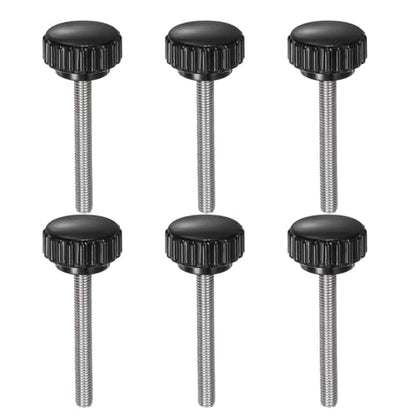 uxcell 6pcs Knurled Clamping Knobs M5 x 40mm Metric 304 Stainless Steel Male Thread Thumb Screw on Type 22mm Plastic Round Head Threaded Hand Bolt Stud Knobs Black - size: M5 x 40mm x 22mm