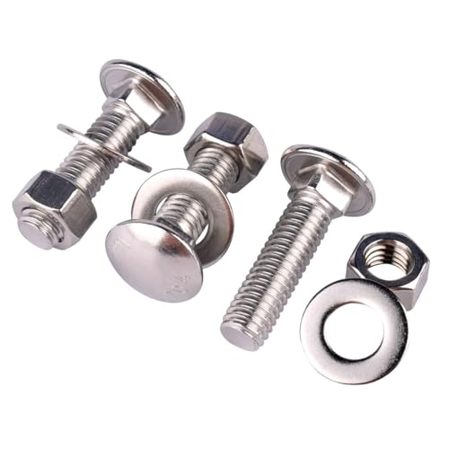 10 Sets 1/4-20 x 1-1/2" Carriage Bolts Screws Round Head Square Neck and Hex Nuts, Flat Washers 304 Stainless Steel 18-8 Full Thread, Silver - color: Silver, size: 1/4-20 x 1-1/2" (10 Sets)