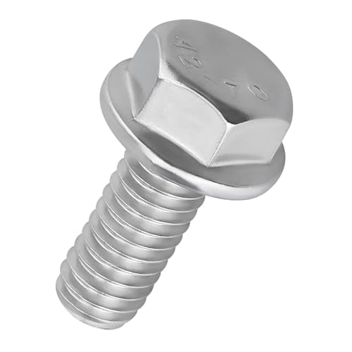 1/4-20 x 1/2" Flange Hex Bolts, 304 Stainless Steel 18-8, A2-70 Grade, Non-Serrated Flange Bolts for Automotive Repair, Fully Threaded, 20 Pcs - size: 1/4-20 x 1/2
