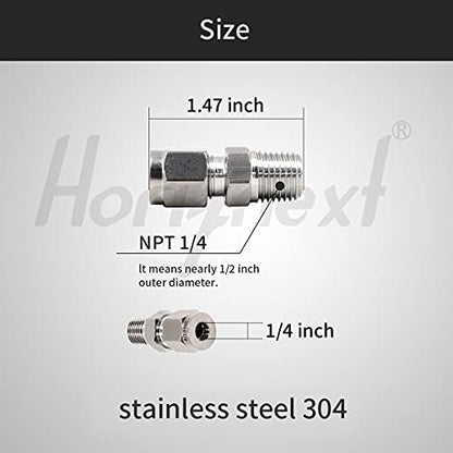 1/4 Compression Fitting, Stainless Steel 304 Tube Fittings,1 Pc - size: NPT 1/4-1/4" O.D. 1 pc