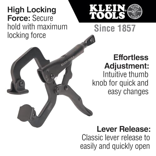 Klein Tools 38620 C-Clamp Locking Pliers with Swivel Pad Jaws, Intuitive Thumb Knob, Adjustable Clamp for Home, Shop, Woodworking, 6-Inch - style: 6-In Swivel Jaw