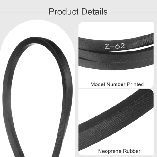 HARFINGTON Z-62 Z Type V-Belt 1575mm/62 Inner Length x 0.39" Width x 0.24" Height, Z-Type Closed-Loop Rubber Transmission Belt - size: Z-62