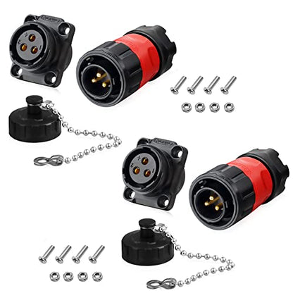 2 PCS 3 Pin IP67 Waterproof Connector, Aviation Cable Connector for Outdoor/Indoor Electrical Wire Connections - style: 3PIN, 2PCS