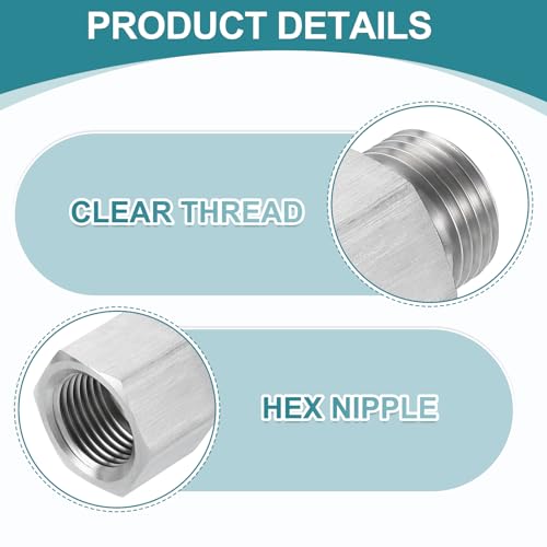 uxcell Pipe Fitting Reducing Adapter, G1/2" Male x 1/2" NPT Female 304 Stainless Steel Reducer Connector for Water Oil Air Pressure Gauge, Silver - size: G1/2" x 1/2" NPT