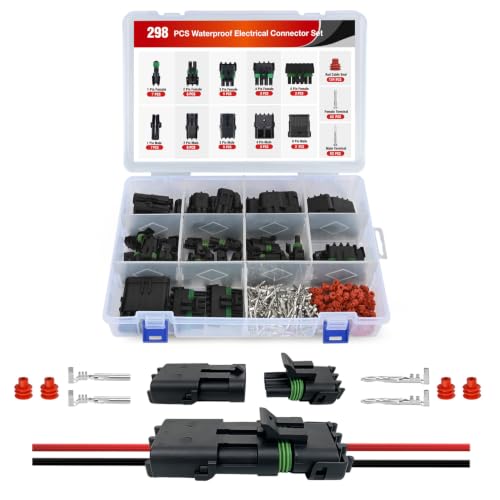 Nilight 298PCS 1 2 3 4 6 Pin Waterproof Automotive Electrical Connector Kit - size: 1/2/3/4/6Pin Spark Plug Connector 298PCS