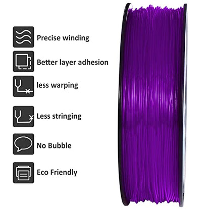 GIANTARM 95A TPU 3D Printer Filament 1.75mm, 1kg, Clear Purple, +/- 0.03mm - color: Tpu-purple