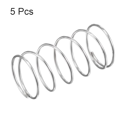 uxcell Compression Spring,304 Stainless Steel,18mm OD,1mm Wire Size,9mm Compressed Length,35mm Free Length,5.9N Load Capacity, Silver Tone,5pcs - size: 18mmx1mmx35mm