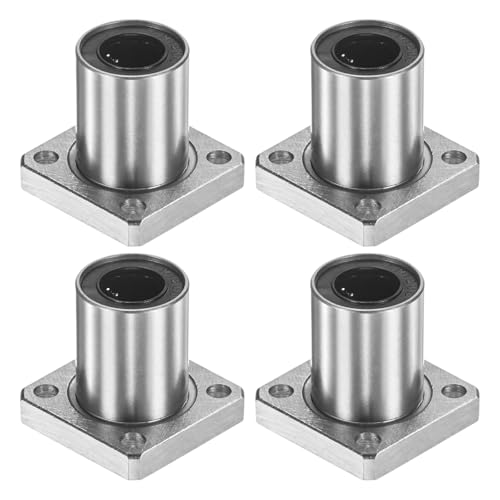 PATIKIL LMK12UU Linear Ball Bearings 12mm Bore Dia 21mm OD 32mm Long 4.5mm Hole, 4Pcs Round Flange Linear Motion Bushing Double Side Rubber Sealed Rod Liner Shaft for Machine 3D Printer - size: 12mm