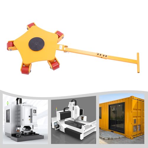 Machinery Mover 4T with 5 Wheels, Industrial Machinery Skate Dolly with 360 Degree Rotation Cap, Machinery Moving Roller for Warehouse Workshop, 8800 LBS Capacity, Yellow