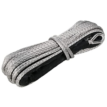 3/16" Synthetic Winch Rope 50 ft 8,500 lb UHMWPE Winch Cable Replacement Kit with Protective Sleeve, Thimble, Compatible with ATV UTV Truck Winches, Gray - color: Gray, size: 3/16 In x 50 Ft Standard