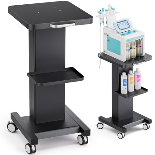 Esthetician Cart with Wheels Spa Cart for Hydrafacial RF Cavitation Machine - color: Classic - Black
