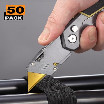 M MEEPO Utility Knife Blades, Never Rust, Titanium SK-2 Steel, 50-Pack - size: Titanium 50-Pack