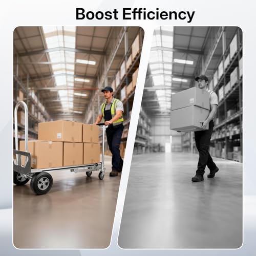 NORTHSKY 3-in-1 Convertible Hand Truck & Platform Cart, 770 lbs Heavy Duty Aluminum Dolly with 10" Solid Rubber Wheels&Folding Nose Extension – Ergonomic Anti-Slip Handle for Transporting & Moving