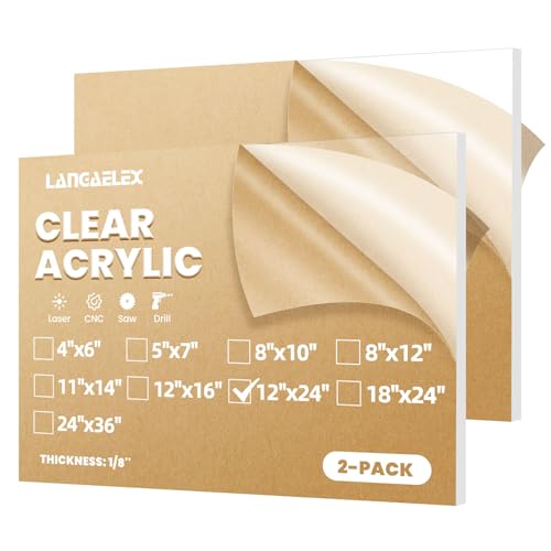 2 Pack 12x24 1/8" Clear Plexiglass Sheets for Window Display - size: 12 x 24"